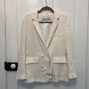 Zara White Linen Blazer | Size Large (Unworn)